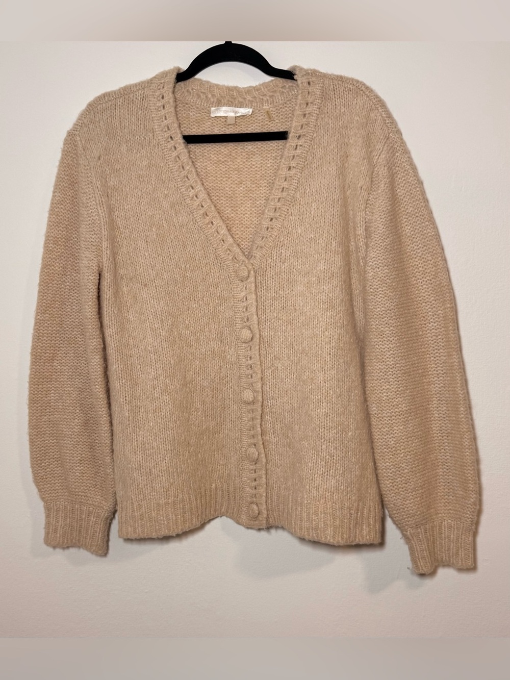Love Shack Fancy Boxy Cardigan Beige size small S